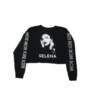 Official Selena Merch T-Shirt Women's Size L Bidi Bidi Bom Bom Cropped Top Black